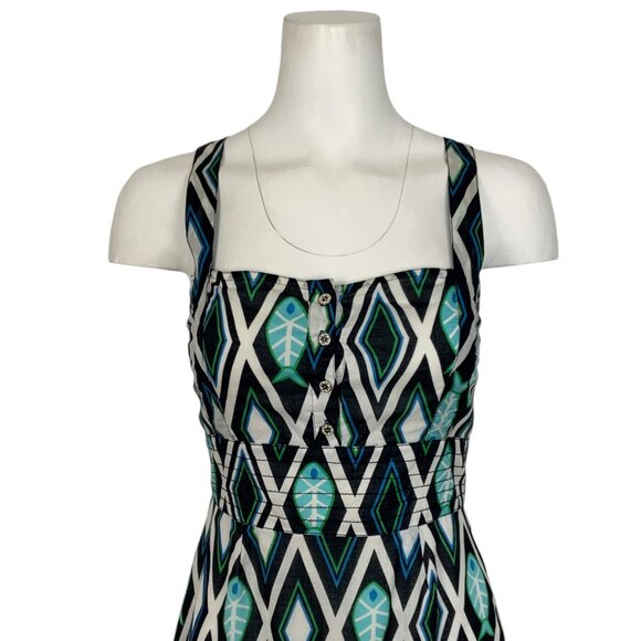 Tory Burch Sundress 6 Blue Fish Design Midi - Picture 7 of 12